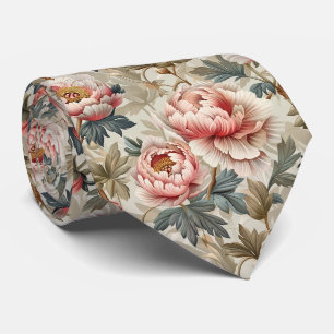 Elegantes Blumenmuster. Blasse rosa Pfingstrosen Krawatte