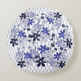 Elegantes Blumenmuster blau lila violett Rundes Kissen