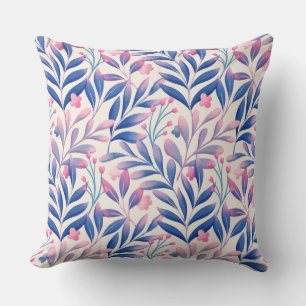 Elegantes Blumenmuster, blaurosa Leaf-Muster Kissen