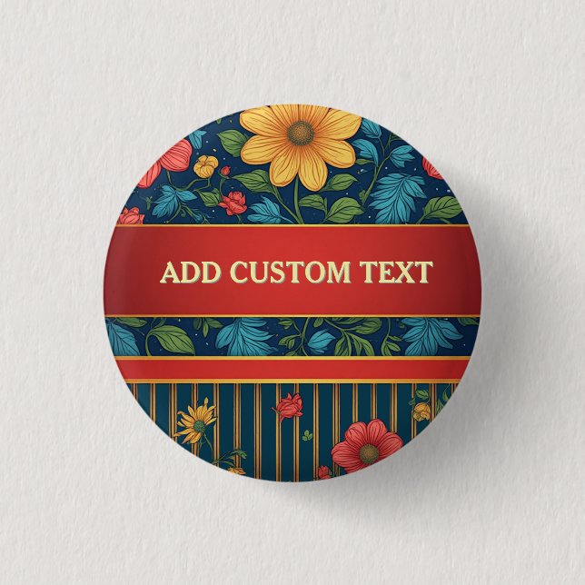 Elegantes Blumenmuster Button (Vorderseite)