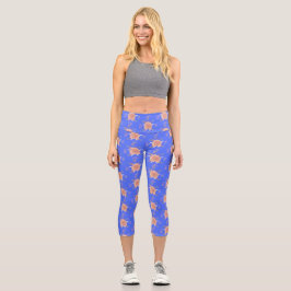 ELEGANTES BLUMENMUSTER, FYP, LEICHTE FARBEN CAPRI LEGGINGS