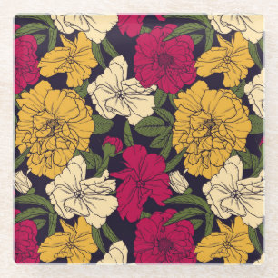 Elegantes Blumenmuster Glasuntersetzer