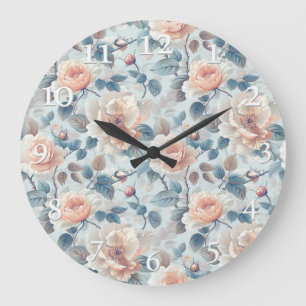 Elegantes Blumenmuster. Große Wanduhr