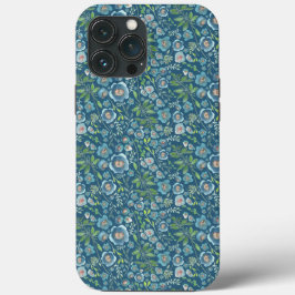 Elegantes Blumenmuster Grün Blau Case-Mate iPhone Hülle