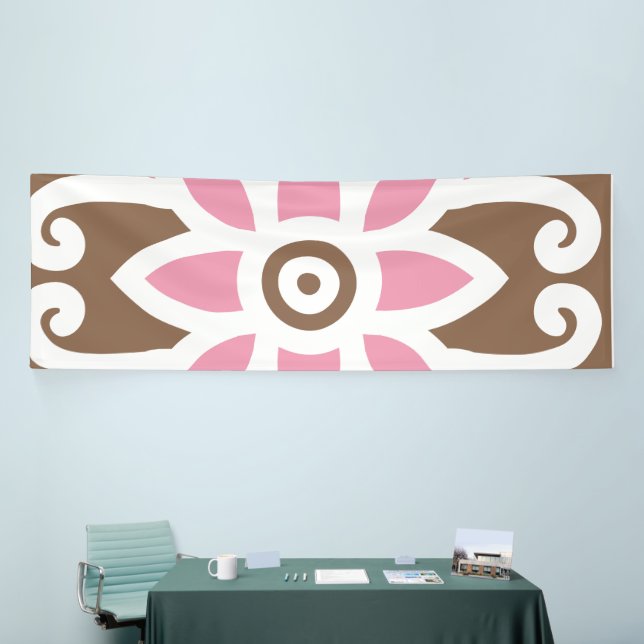 Elegantes Blumenmuster in braun-rosa Set Banner (Messeveranstaltung)
