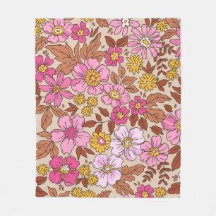 Elegantes Blumenmuster in kleinen Hand gezeichnet  Fleecedecke