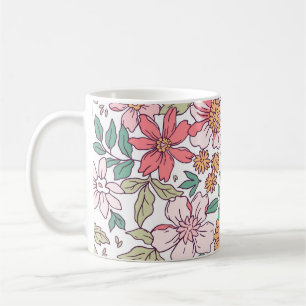 Elegantes Blumenmuster in kleiner Hand gezeichnet Kaffeetasse