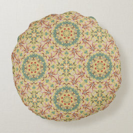 Elegantes Blumenmuster Kaleidoskop Rundes Kissen