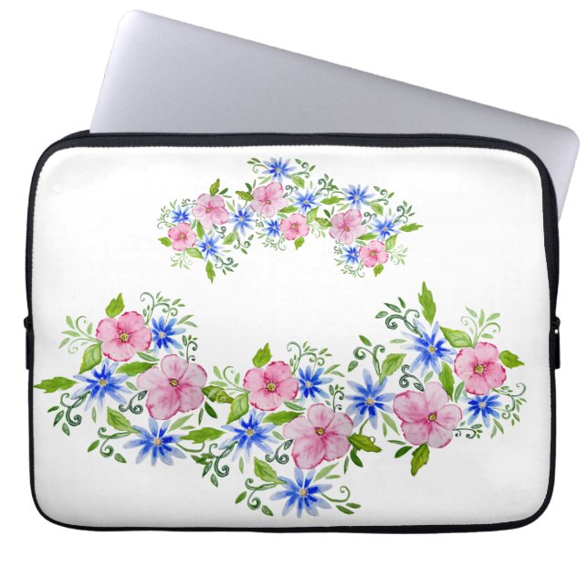 Elegantes Blumenmuster Laptopschutzhülle (Vorderseite)