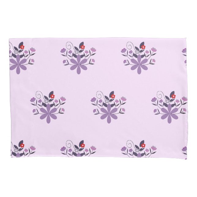 Elegantes Blumenmuster lila violett grau Kissenbezug (Vorderseite)