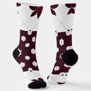 Elegantes Blumenmuster mit Lotus und Blüte Socken