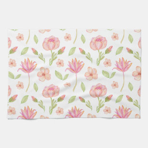 Elegantes Blumenmuster mit rosa Pfingstrosen und L Geschirrtuch