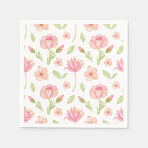Elegantes Blumenmuster mit rosa Pfingstrosen und L Serviette