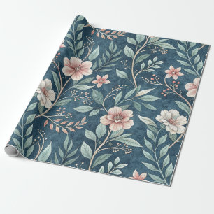 Elegantes Blumenmuster mit rosa und cremefarbenen Geschenkpapier