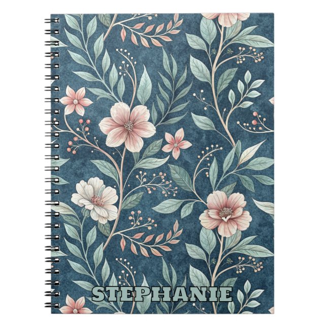 Elegantes Blumenmuster mit rosa und cremefarbenen  Notizblock (Vorderseite)