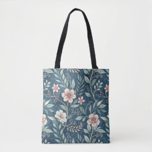 Elegantes Blumenmuster mit rosa und cremefarbenen Tasche
