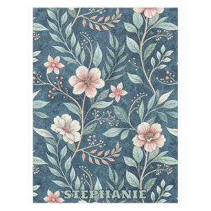 Elegantes Blumenmuster mit rosa und cremefarbenen Tischdecke