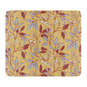 Elegantes Blumenmuster mit roten und blauen Blätte Schneidebrett