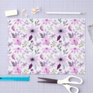 Elegantes Blumenmuster mit roten und blauen Blätte Seidenpapier