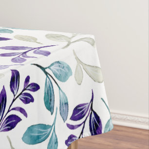Elegantes Blumenmuster mit roten und blauen Blätte Tischdecke