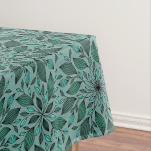 Elegantes Blumenmuster mit roten und blauen Blätte Tischdecke