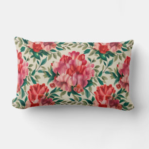 Elegantes Blumenmuster mit roten und rosa Blume Lendenkissen