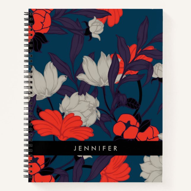 Elegantes Blumenmuster Notizbuch (Vorderseite)