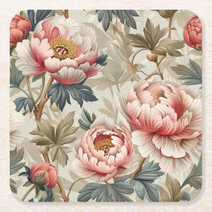Elegantes Blumenmuster. Pellrosa-Erdnüsse Rechteckiger Pappuntersetzer