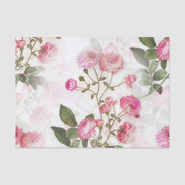 Elegantes Blumenmuster rosa Blume Seidenpapier (Vorderseite)