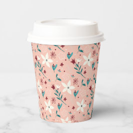 Elegantes Blumenmuster Rosa Pappbecher