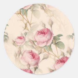Elegantes Blumenmuster, rosa Rosen-Umschlag Aufkle Runder Aufkleber