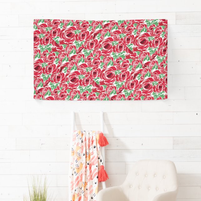 Elegantes Blumenmuster-Rose Petal-Muster Banner (Insitu)