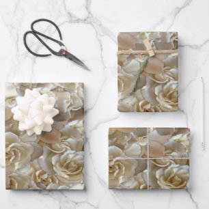 Elegantes Blumenmuster-Rose Petal-Muster Geschenkpapier Set