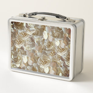Elegantes Blumenmuster-Rose Petal-Muster Metall Brotdose
