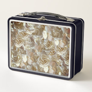 Elegantes Blumenmuster-Rose Petal-Muster Metall Brotdose