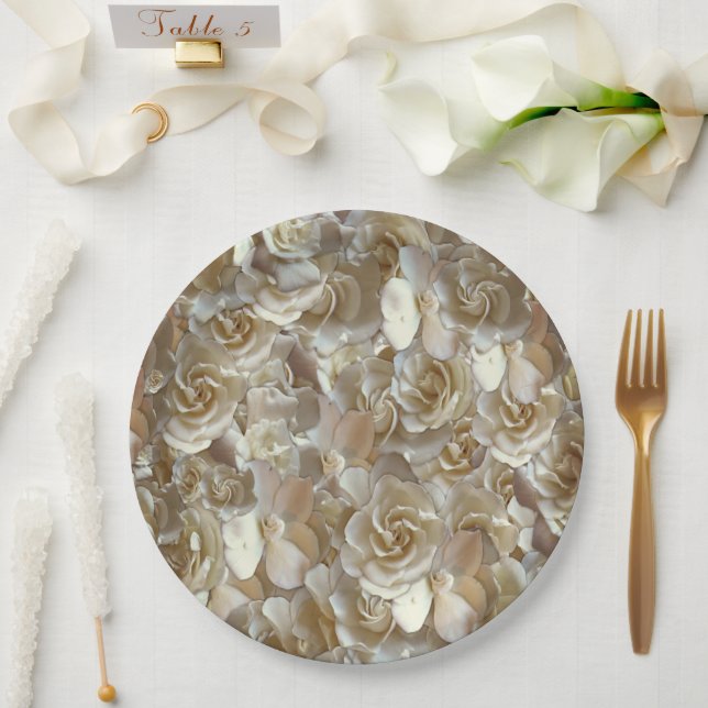 Elegantes Blumenmuster-Rose Petal-Muster Pappteller (Hochzeit)
