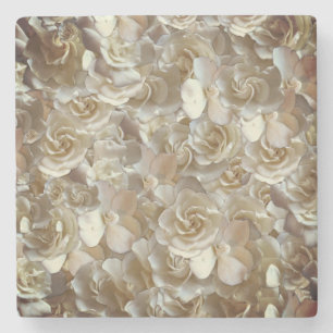 Elegantes Blumenmuster-Rose Petal-Muster Steinuntersetzer