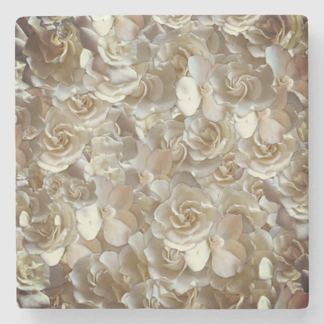 Elegantes Blumenmuster-Rose Petal-Muster Steinuntersetzer (Vorderseite)