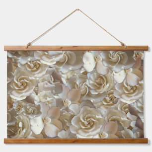 Elegantes Blumenmuster-Rose Petal-Muster Wandteppich Mit Holzrahmen