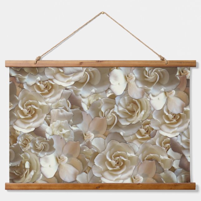 Elegantes Blumenmuster-Rose Petal-Muster Wandteppich Mit Holzrahmen (Vorne)