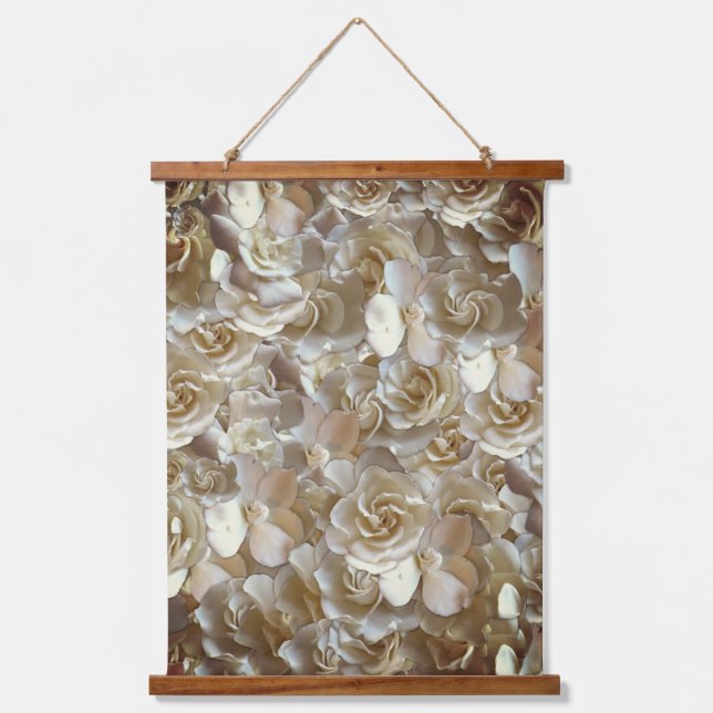 Elegantes Blumenmuster-Rose Petal-Muster Wandteppich Mit Holzrahmen (Vorderseite)