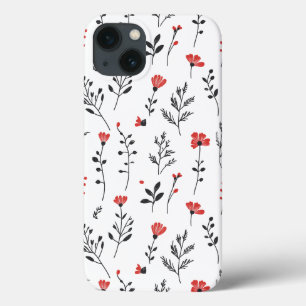 Elegantes Blumenmuster - Rotes und Schwarzes Botan Case-Mate iPhone Hülle