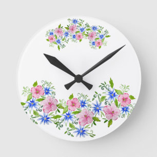 Elegantes Blumenmuster Runde Wanduhr