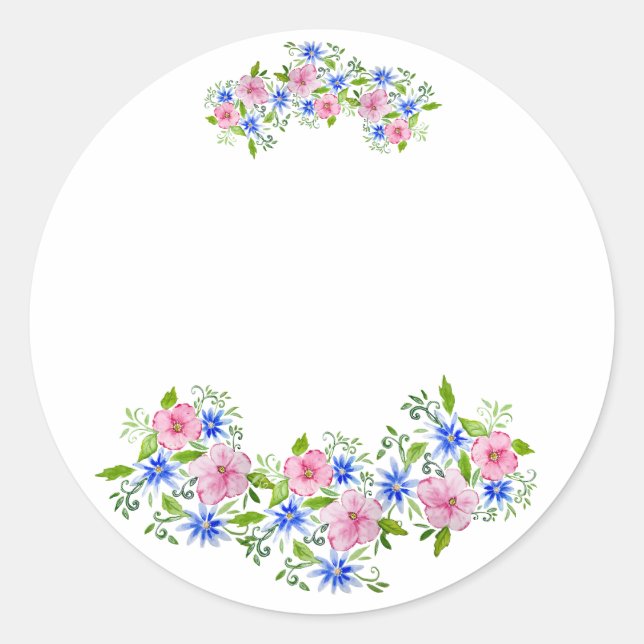 Elegantes Blumenmuster Runder Aufkleber (Vorderseite)