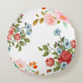 Elegantes Blumenmuster Rundes Kissen