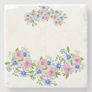 Elegantes Blumenmuster Steinuntersetzer