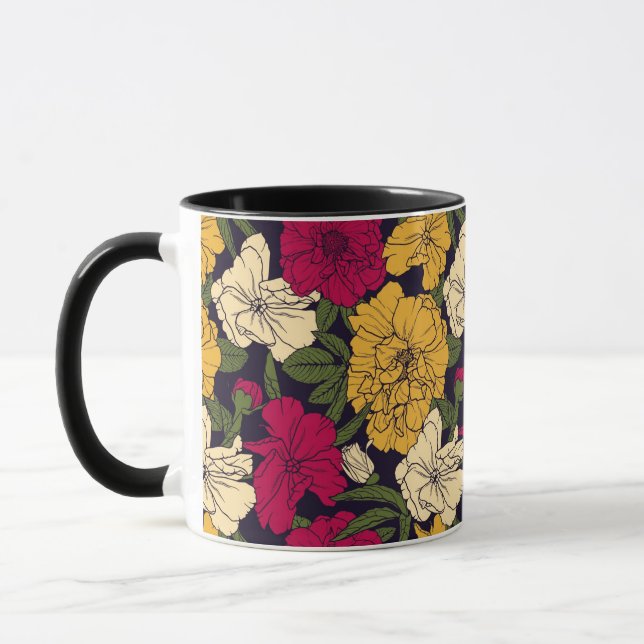 Elegantes Blumenmuster Tasse (Links)