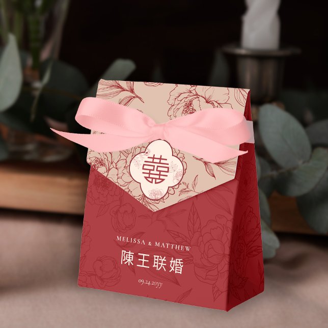 Elegantes Blumenmuster Vielen Dank für Ihre Chines Geschenkschachtel (Elegant Floral Pattern Thank You Chinese Wedding Favor Box)