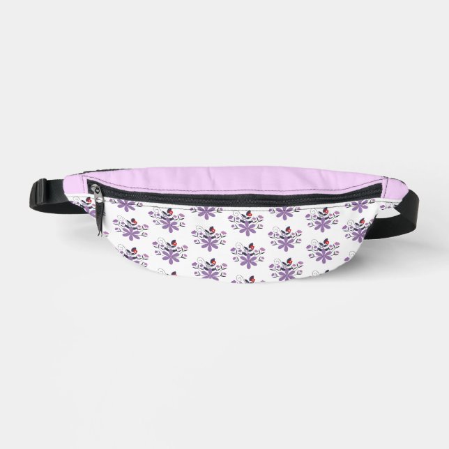 Elegantes Blumenmuster violett lila grau Bauchtasche (Vorderseite)