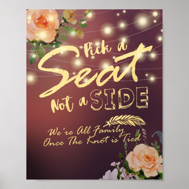 Elegantes Blumenmuster Wählen Sie einen Sitzplatz, Poster (Vorne)